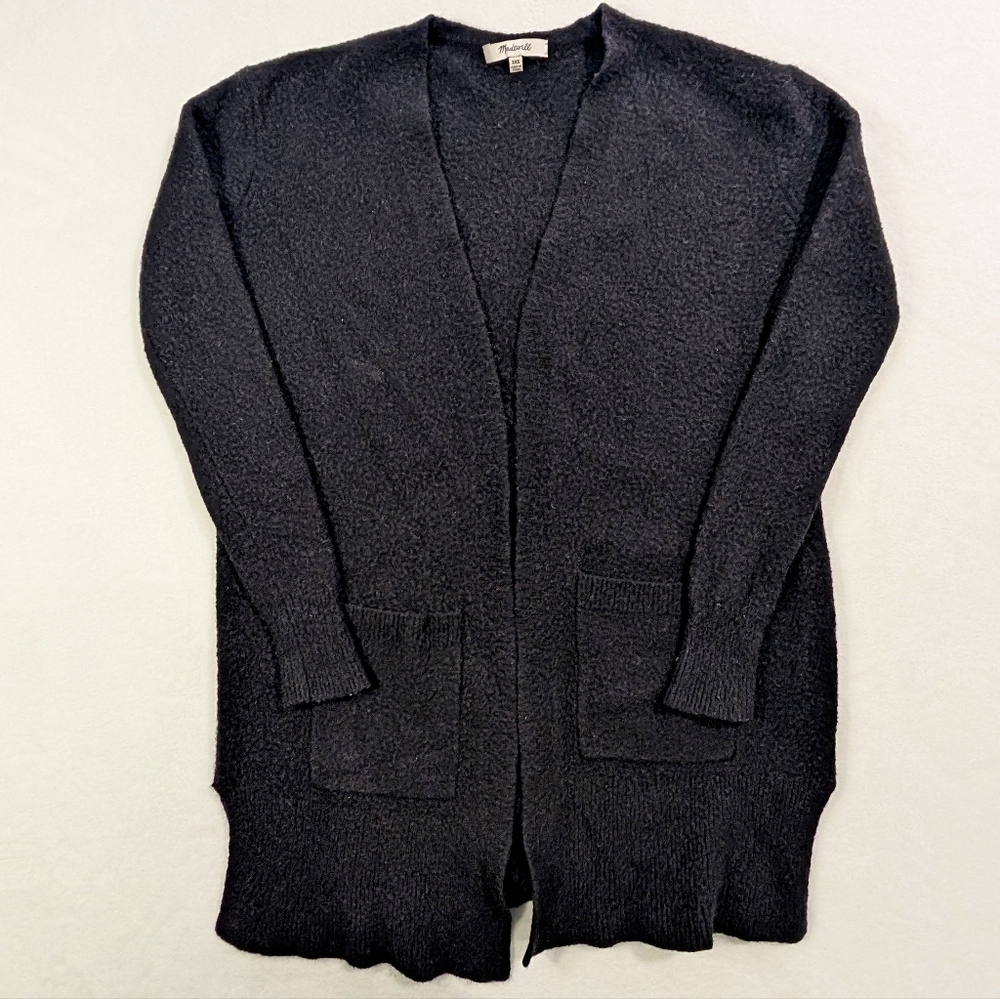 Madewell Black Long Open Front Cardigan with Pockets - Size XXS‎